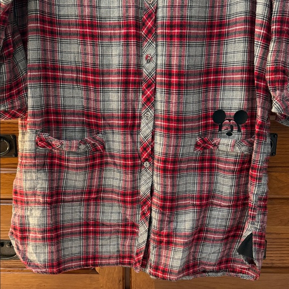Disney Luxe Collection Plaid Flannel Pajama Nightgown Sleep Shirt Mickey - Picture 4 of 9